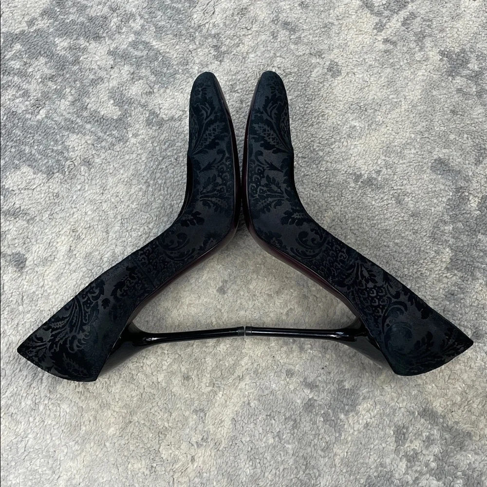 Gucci Noah Embossed Floral Brocade Pumps Stiletto Pointed Toe Sz 37.5 - Picture 8 of 15